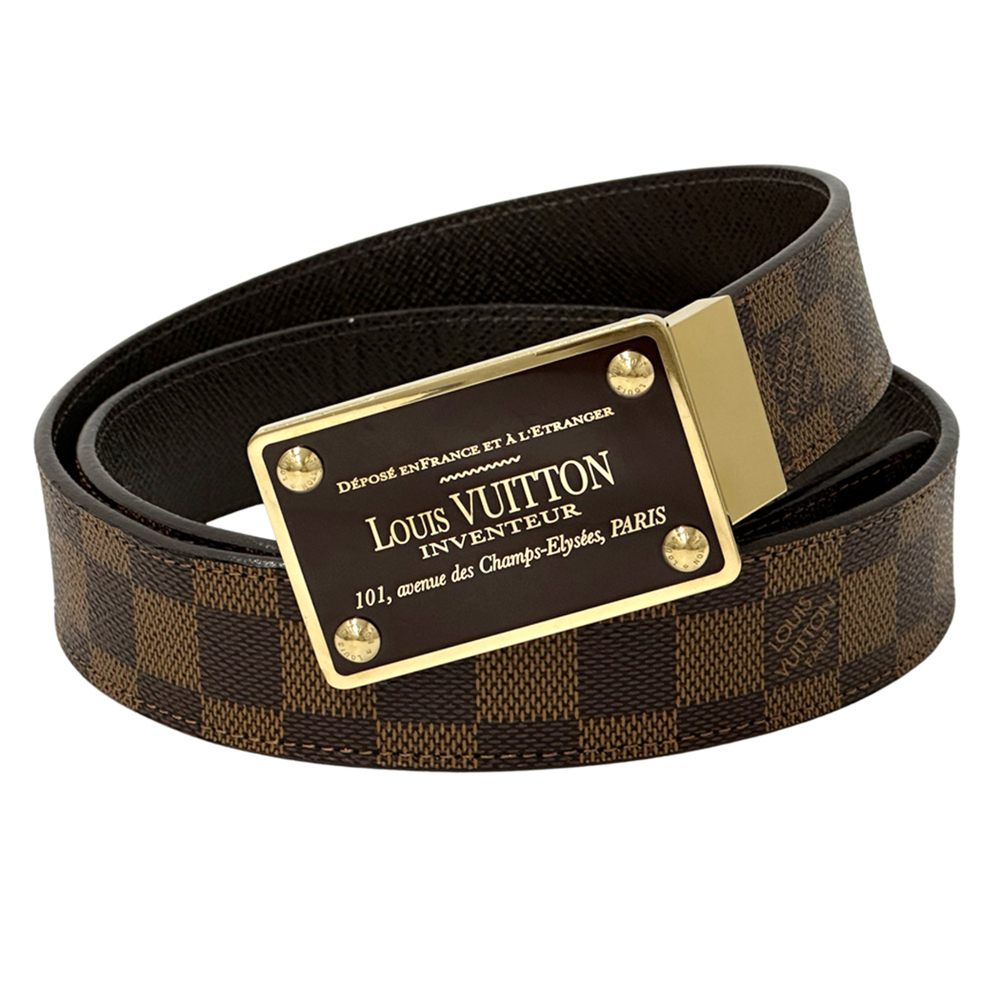 Louis Vuitton LOUIS VUITTON Belt Damier Men's Brand Ceinture Inventeur Ebene ...